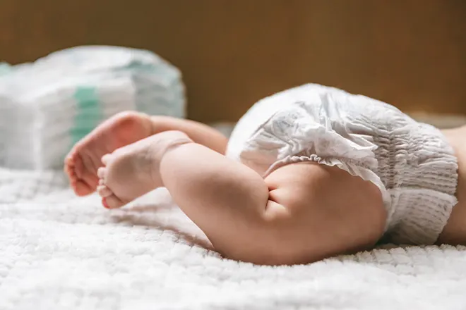 Baby lying on stomach