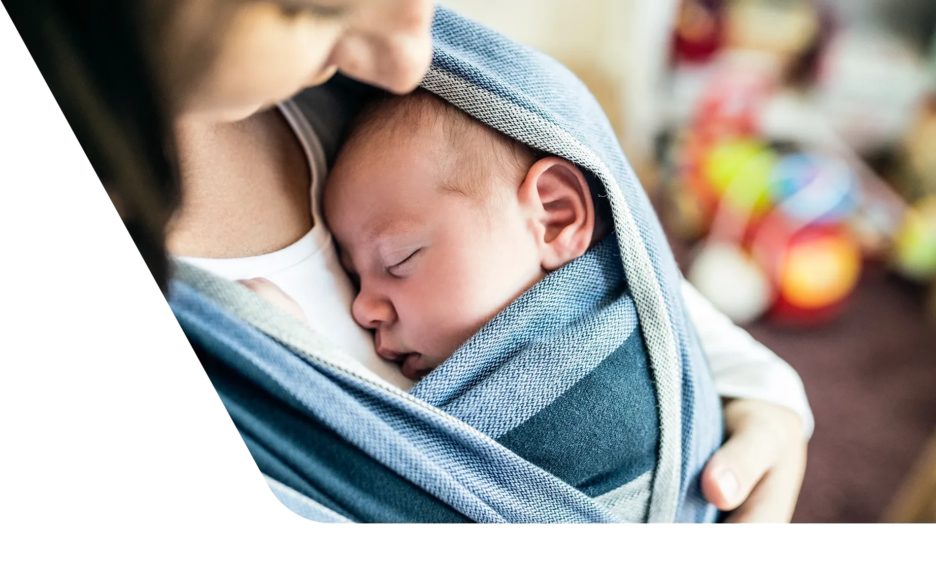 Mom holding 1 month old baby