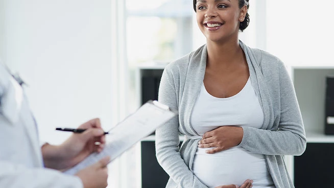 Pregnant woman at doctor's appointment