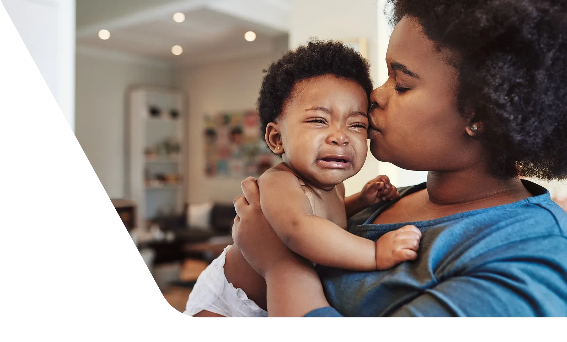 Mom comforting her fussy baby