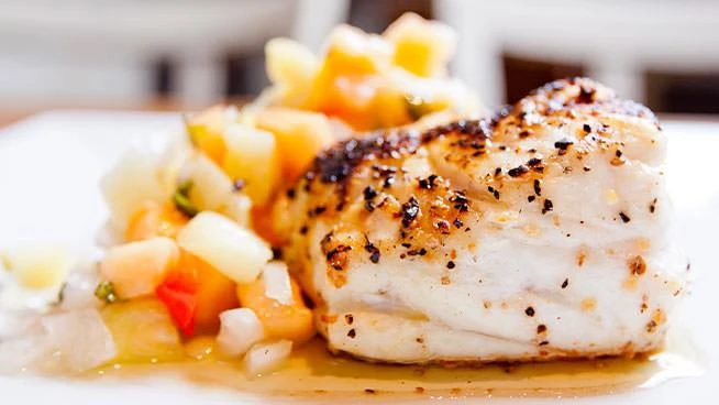 Grilled catfish with mango salsa