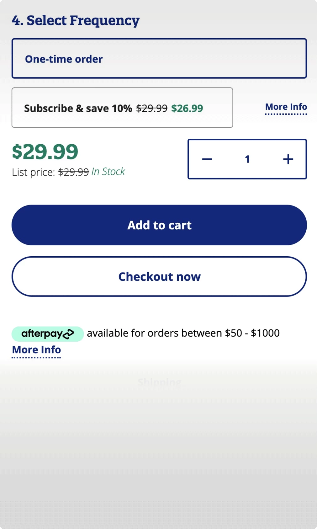 Add-to-cart and Order Now Screenshot